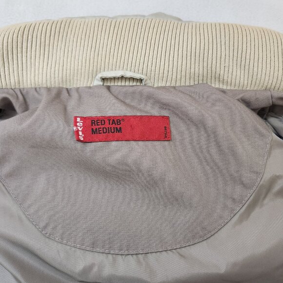 Levis Red Tab Puffer Vest Mens Medium Tan Mountain Outdoor Zip Down Feather - Picture 11 of 13